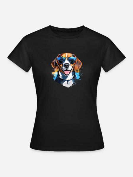 Beagle mit Sonnenbrille - Frauen T-Shirt - Schwarz