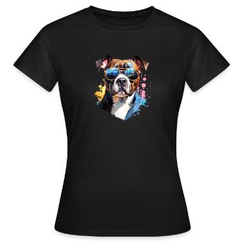 Staffordshire with sunglasses - Women's T-Shirt - black - Front - AI Model Female 172 dark (172cm)