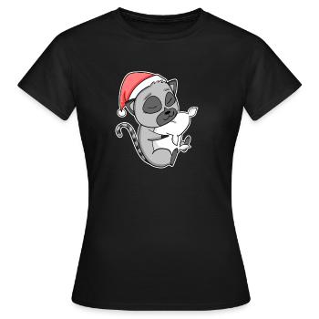 Lemuren Niedlich Müde Ausschlafen Weihnachten - Frauen T-Shirt - Schwarz - Vorne - AI Model Female 172 dark (172cm)