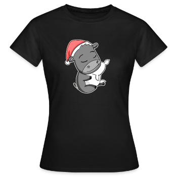 Esel Niedlich Müde Ausschlafen Weihnachten - Frauen T-Shirt - Schwarz - Vorne - AI Model Female 172 dark (172cm)