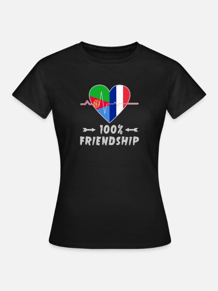 Eritrea und Frankreich 100% Freundschaft - Frauen T-Shirt - Schwarz