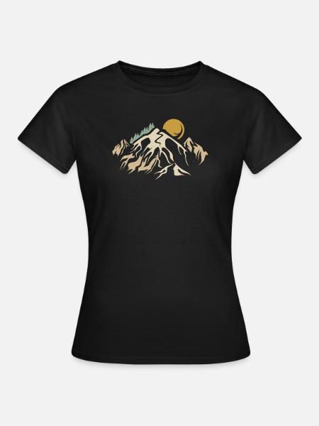 retro Berge Landschaft Natur vintage Berg wandern - Frauen T-Shirt - Schwarz