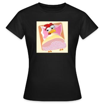 Poules Élevage de poulets - COUCHAGE AU LIT - T-shirt Femme - noir - Devant - AI Model Female 172 dark (172cm)