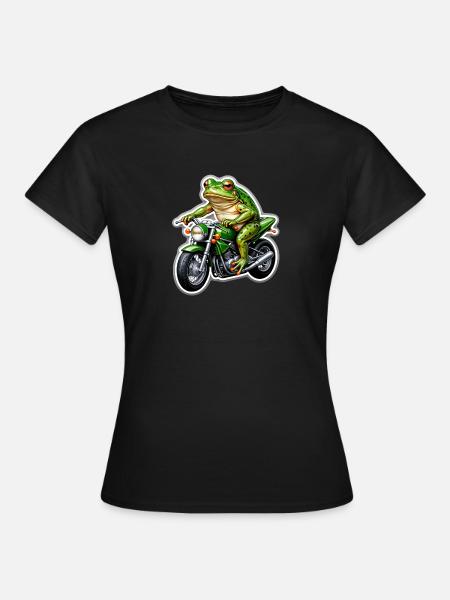 Frosch auf Motorrad - Frauen T-Shirt - Schwarz