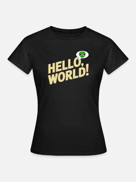 Verspieltes Alien Hello World Design - Frauen T-Shirt - Schwarz