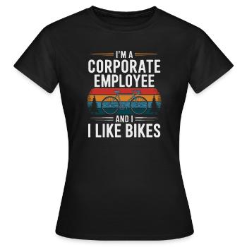 Firmenmitarbeiter, der Fahrräder mag - Frauen T-Shirt - Schwarz - Vorne - AI Model Female 172 dark (172cm)