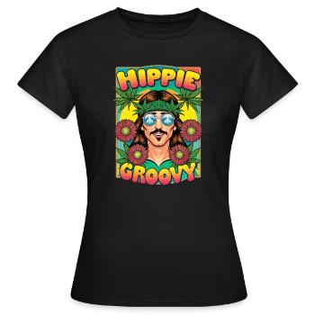 Hippie Bewegung - Frauen T-Shirt - Schwarz - Vorne - AI Model Female 172 dark (172cm)
