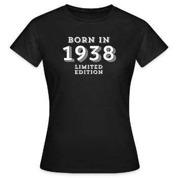 date de naissance, année de naissance, 86 ans - T-shirt Femme - noir - Devant - AI Model Female 172 dark (172cm)