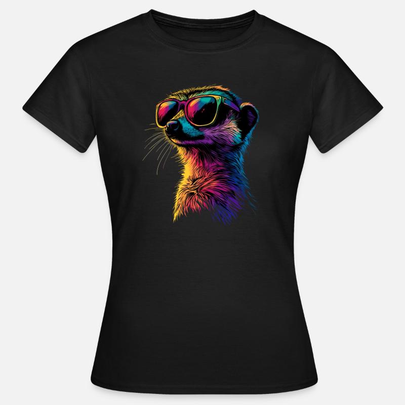 Erdmännchen Sonnenbrille Bunt Süßes Erdmännchen - Frauen T-Shirt - Schwarz