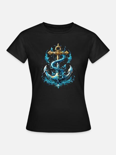 Anker Wasserspritzer - Frauen T-Shirt - Schwarz