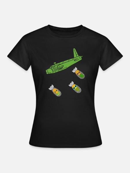 Green Pineapple Bomb Flugzeug - Frauen T-Shirt - Schwarz