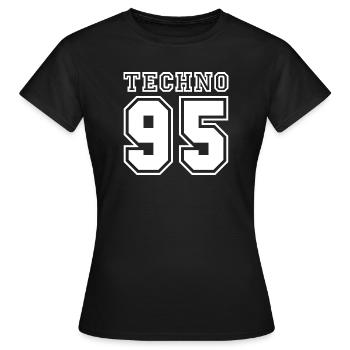 TECHNO 95 - Frauen T-Shirt - Schwarz - Vorne - AI Model Female 172 dark (172cm)