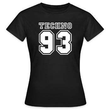 TECHNO 93 - Frauen T-Shirt - Schwarz - Vorne - AI Model Female 172 dark (172cm)
