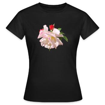Rose Blossom White Pink Accents - Women's T-Shirt - black - Front - AI Model Female 172 dark (172cm)