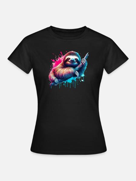 Faultier - Frauen T-Shirt - Schwarz