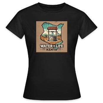 Wasser ist Leben – Kenia Brunnen - Frauen T-Shirt - Schwarz - Vorne - AI Model Female 172 dark (172cm)