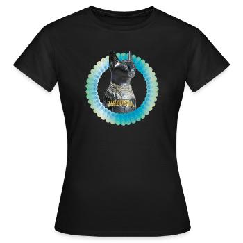 Theodosia Katzenstatue Ra - Frauen T-Shirt - Schwarz - Vorne - AI Model Female 172 dark (172cm)