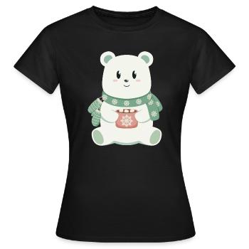 Cute polar bear in Christmas spirit - Women's T-Shirt - black - Front - AI Model Female 172 dark (172cm)