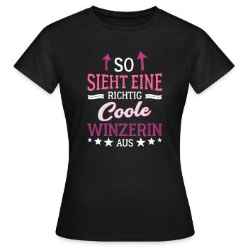 So sieht eine coole Winzerin aus Kellerei Wein - Frauen T-Shirt - Schwarz - Vorne - AI Model Female 172 dark (172cm)