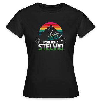 Passo delle Stelvio Radfahren Design - Frauen T-Shirt - Schwarz - Vorne - AI Model Female 172 dark (172cm)