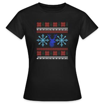 Pixel Weihnachtsmuster - Frauen T-Shirt - Schwarz - Vorne - AI Model Female 172 dark (172cm)