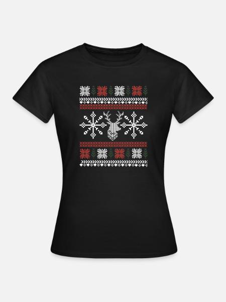 Retro Weihnachtsmuster - Frauen T-Shirt - Schwarz