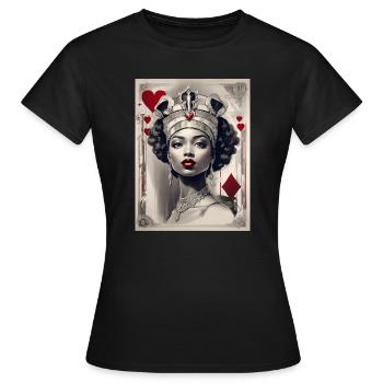 Fantasy Cyberpunk of the Queen of Hearts IV - Women's T-Shirt - black - Front - AI Model Female 172 dark (172cm)