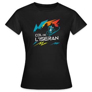 Col de l’Iseran Cycling Art - T-shirt Femme - noir - Devant - AI Model Female 172 dark (172cm)