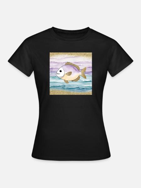 Verspielter Fisch im Wasser - Frauen T-Shirt - Schwarz