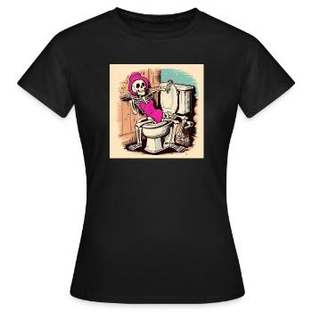 Skelett im Badezimmer mit Badeanzug - Frauen T-Shirt - Schwarz - Vorne - AI Model Female 172 dark (172cm)