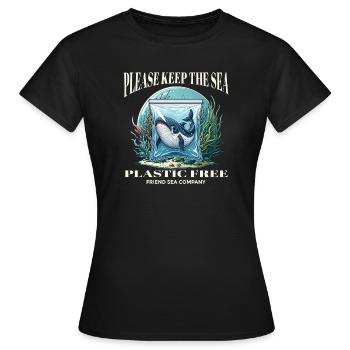 Les baleines et le plastique - T-shirt Femme - noir - Devant - AI Model Female 172 dark (172cm)