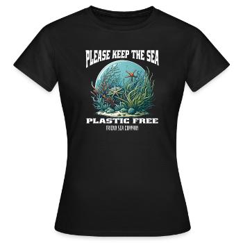 Les plastiques et la mer - T-shirt Femme - noir - Devant - AI Model Female 172 dark (172cm)