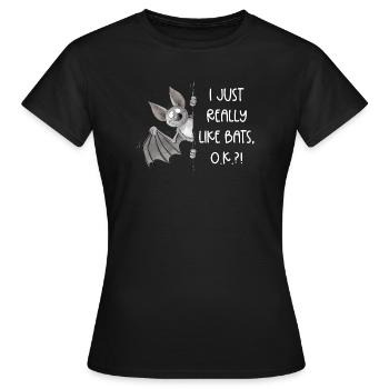 I Just Really Like Bats I Fledermaus Flughund - Frauen T-Shirt - Schwarz - Vorne - AI Model Female 172 dark (172cm)