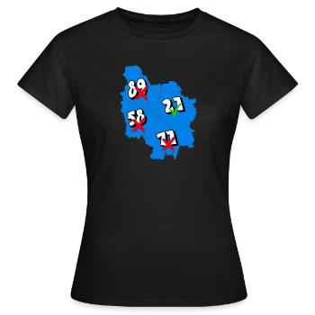 Région Bourgogne - T-shirt Femme - noir - Devant - AI Model Female 172 dark (172cm)