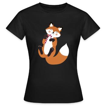 Renard espiègle avec une canne à sucre pour Noël - T-shirt Femme - noir - Devant - AI Model Female 172 dark (172cm)