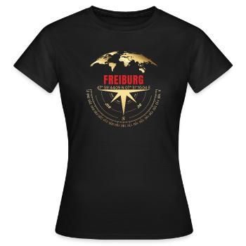 Koordinaten Freiburg - Frauen T-Shirt - Schwarz - Vorne - AI Model Female 172 dark (172cm)