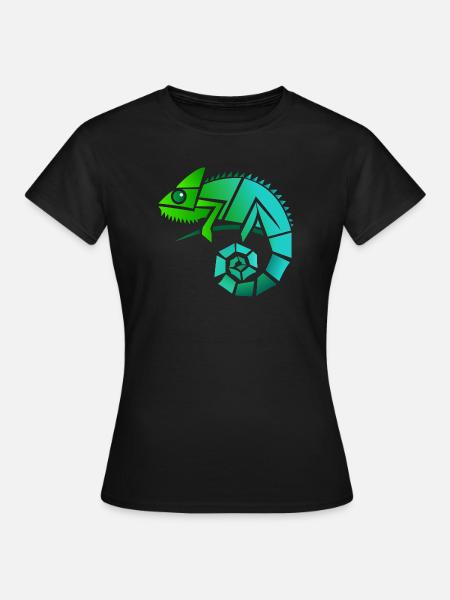 Chamäleon Illustration - Frauen T-Shirt - Schwarz