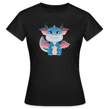 Azurblauer Drachenling-Amulett - Frauen T-Shirt - Schwarz - Vorne - AI Model Female 172 dark (172cm)