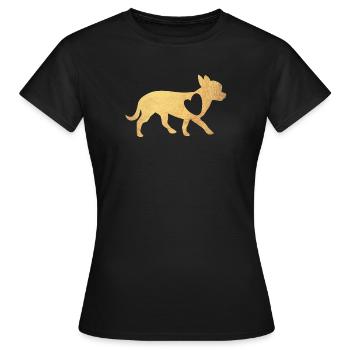 Herz Chihuahua Gold Hunde Fan Liebe Love Wauwau - Frauen T-Shirt - Schwarz - Vorne - AI Model Female 172 dark (172cm)