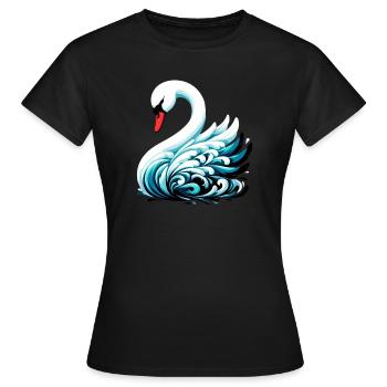 Schwan - Frauen T-Shirt - Schwarz - Vorne - AI Model Female 172 dark (172cm)