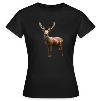 Deer, Antlers, Hunting, Deer, Reindeer, Red Deer, Hunter - Women's T-Shirt - black - Front - AI Model Female 172 dark (172cm)