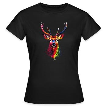 Deer, Antlers, Hunting, Deer, Reindeer, Red Deer, Hunter - Women's T-Shirt - black - Front - AI Model Female 172 dark (172cm)