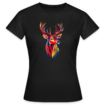 Deer, Antlers, Hunting, Deer, Reindeer, Red Deer, Hunter - Women's T-Shirt - black - Front - AI Model Female 172 dark (172cm)