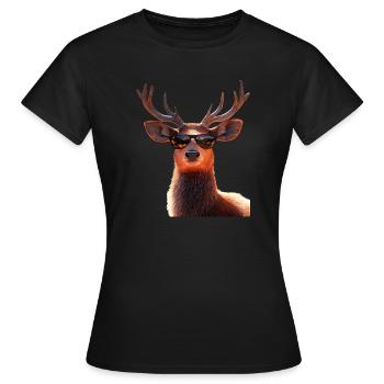 Deer, Antlers, Hunting, Deer, Reindeer, Red Deer, Hunter - Women's T-Shirt - black - Front - AI Model Female 172 dark (172cm)