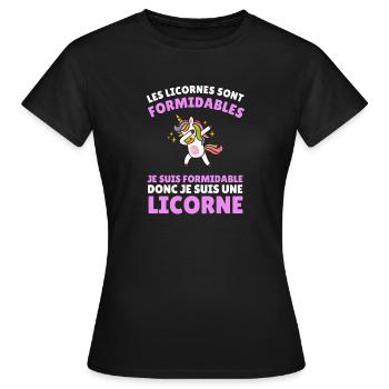 je suis formidable donc je suis une licorne - T-shirt Femme - noir - Devant - AI Model Female 172 dark (172cm)