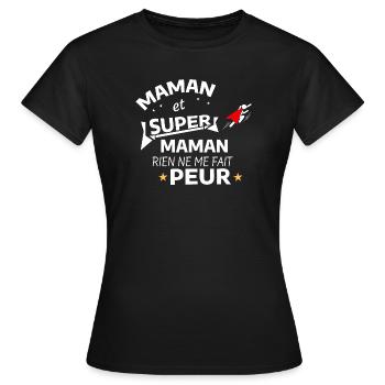 Maman Super Héroïne Édition  - T-shirt Femme - noir - Devant - AI Model Female 172 dark (172cm)