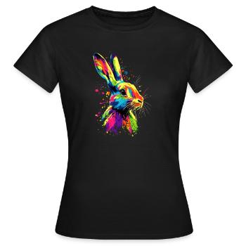 Hase Kaninchen Liebhaber Feldhase Bunny Süße Hasen - Frauen T-Shirt - Schwarz - Vorne - AI Model Female 172 dark (172cm)