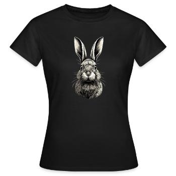 Hase Kaninchen Liebhaber Feldhase Bunny Süße Hasen - Frauen T-Shirt - Schwarz - Vorne - AI Model Female 172 dark (172cm)