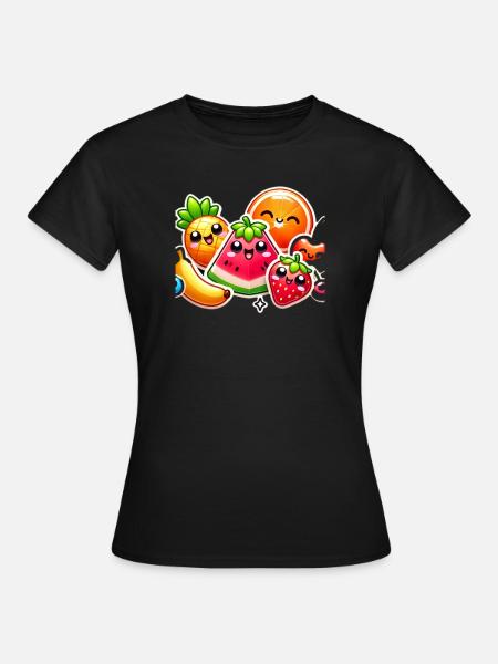 Farbenfroher Obstparty-Stil - Frauen T-Shirt - Schwarz