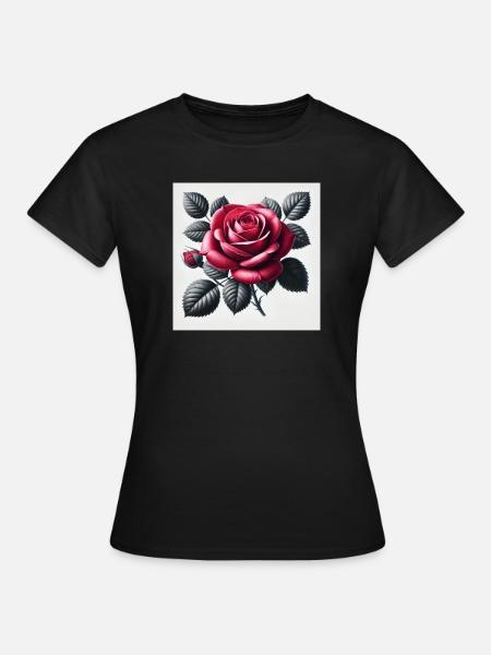 Rote Rose - Frauen T-Shirt - Schwarz